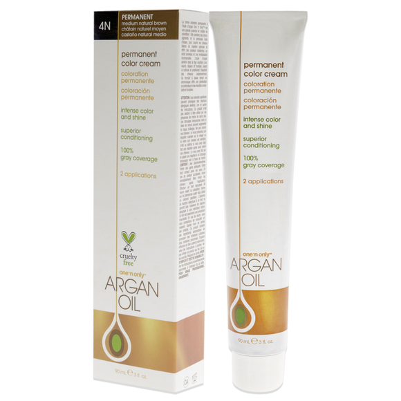 Argan Oil Permanent Color Cream - 4N Medium Natural Brown by One n Only 3 oz - Picture 4 of 5